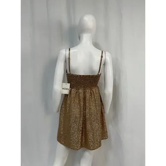 Show Me Your Mumu Best Bow Tan Polyester Mini Dress Size L - NWT - Picture 3 of 5